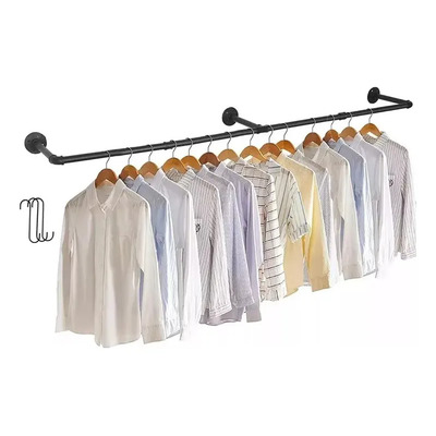 184cm Perchero De Pared Estante De Metal Para Ropa Multiusos Color Negro | MercadoLibre