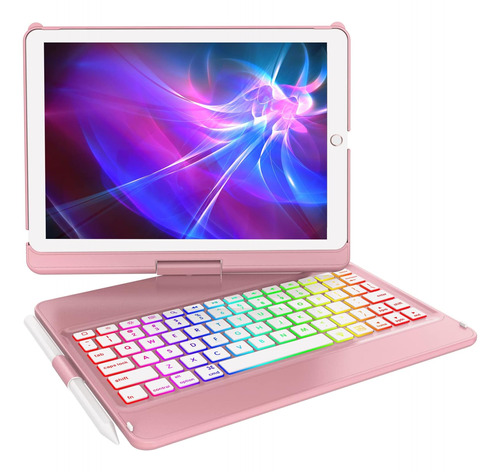 Funda C/teclado Coo Para iPad 9g/8g/7g 10.2inch Backlit/rosa