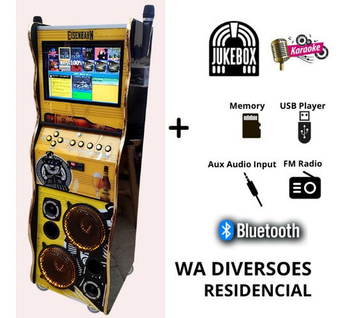 Maquina De Musica Jukebox Karaoke 7x1 Tela 17 Polegadas Wa 