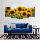 Cuadro Girasoles Mosaico Moderno Poliliptico Flores