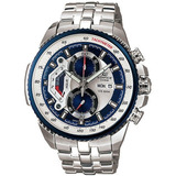 Relogio Edifice Ef-558d-2avudf Prata Fundo Azul Com Caixa 