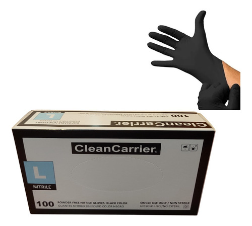 Guantes De Nitrilo Negro Cleancarrier 100un