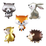 Pack 5 Globo Metalicos Animales Del Bosque Decoración 