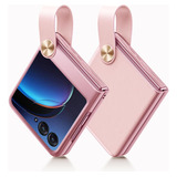 Funda De Cuero Sintetico Para Motorola Razr Plus Rosa 