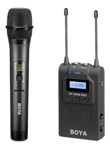 Kit Microfono De Mano Cardioide Receptor Uhf Boya Wm8 Pro