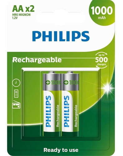 Pilha Recarregável Philips Aa 2500mah R6b2rtu25/59 2 Un.