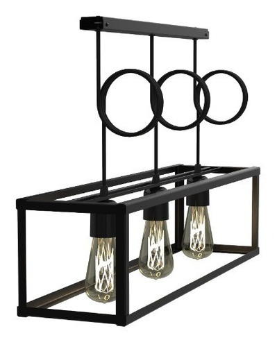 Lámpara De Techo Colgante Living Led Moderno 3 Luces Cubo 04 Color Negro