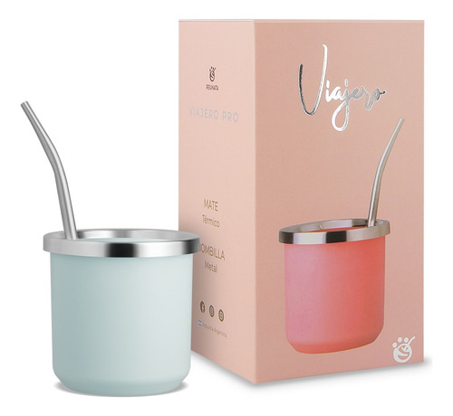 Set De Mate Plastico Y Bombilla De Aluminio Viajero Pro