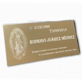 Placa Metálica Grabada Laser 5x10 Cm Urna Funeral Dorada