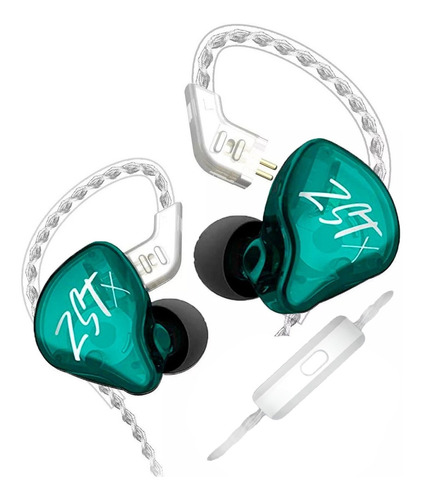 Audífonos In-ear Gamer Kz Zst X Con Micrófono Color Verde Cyan