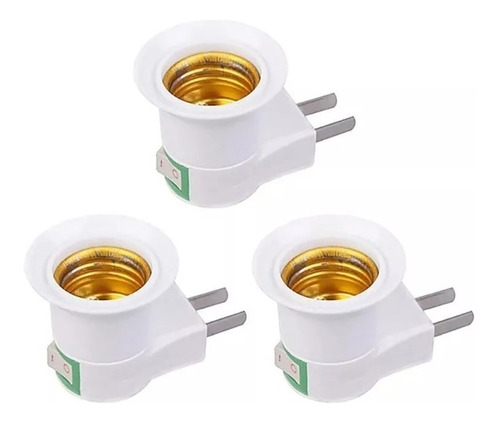 3 Adaptador Portalampara Enchufe Con Tecla On/off