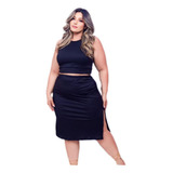 Conjunto Gringa Cropped & Saia Plus Size Drapaplus