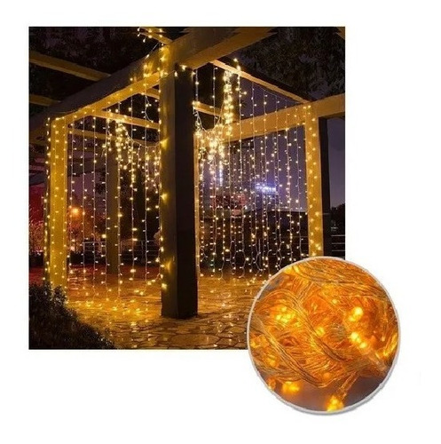 Luz Cascada 4x2m 320 Led Luces Navidad Amarillo 4x2-320l