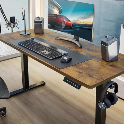 Escritorio gamer Kiev Ynum Modernos Altura Ajustable mdf de 120cm x 73cm x 1.5cm marrón Barnizado | Envío gratis