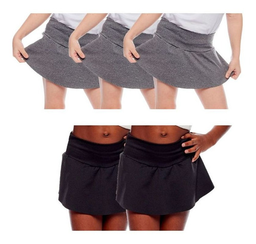 Kit 5 Shorts Saia Atacado Liso Crianças Básico Liso Meninas