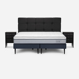 Cama Europea Rosen Indie 2 Plazas Bd + Muebles Issey Grafito