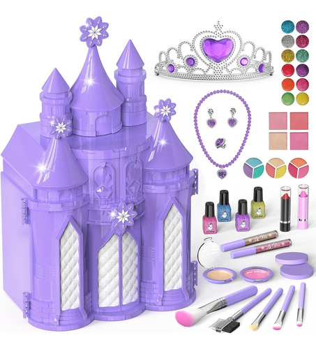 Maquillaje Lavable Juguete Niña Estuche Castillo Lila Frozen