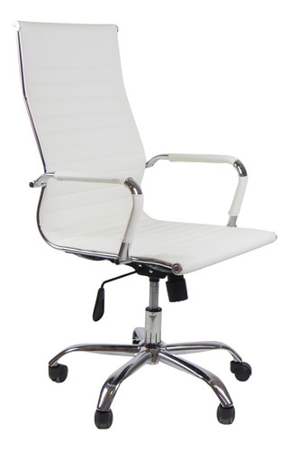 Cadeira Escritório Presidente Alta Giratória Eames Off White
