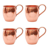 Kit 4 Canecas De Cobre Moscow Mule 300 Ml Para Bebidas 