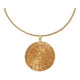 Colar Feminino Gargantilha C/ Mandala De Capim Dourado