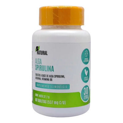 Espirulina Suplemento Nutricional 400mg 60 Tabletas Libres de Gluten SNatural | MercadoLibre