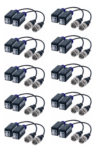 Kit 10 Pares De Transceptores Balun De Video Push Balums