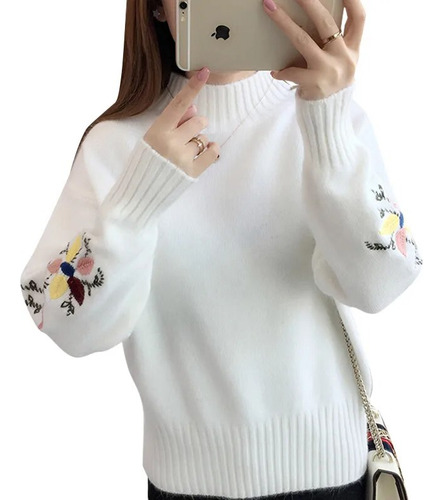 Suéter De Mujer, Jersey De Cuello Alto, Manga Larga, Tejido