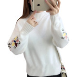Suéter De Mujer, Jersey De Cuello Alto, Manga Larga, Tejido