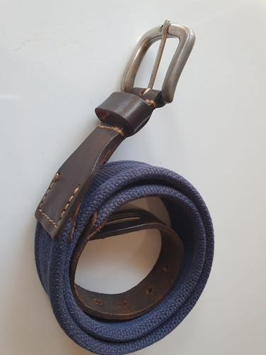 Cinturon Azul Con Apliques Cuero Heb. Metal Kevingston Nº 85