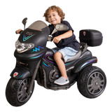 Moto Elétrica Infantil Preta Unissex Com Capacete 12v Biemme