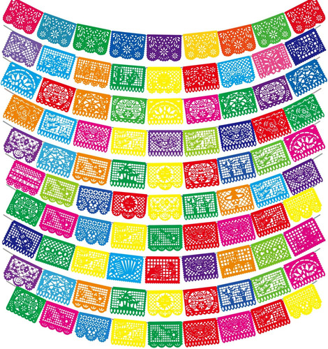 Paquete De 10 Pancartas De Fiesta Mexicana, Pancarta De Pape