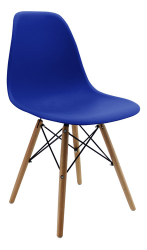 Silla Eames Para Comedor, Sala, Con Patas En Madera Estructura De La Silla Azul Rey