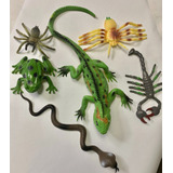 Muñecos Reptiles Goma-iguana-araña-rana-cobra-escorp-set X 6