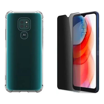 Capa Anti Impacto Para Moto G9 Play + Pelicula Privacidade Cor Transparente Liso