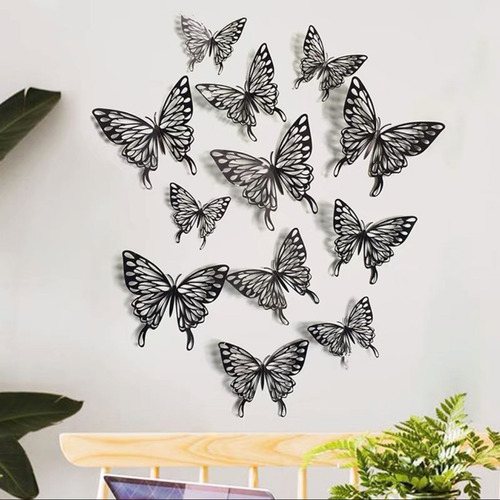 Mariposa Decorativa Efecto 3d Adhesivo Deco Hogar 12 Piezas