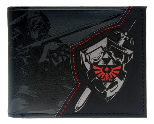 Cartera The Legend Of Zelda Trifuerza Link Negra P/caballero