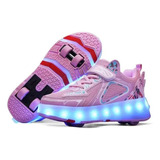 . Zapatillas De Cuatro Ruedas Con Luz Led For Niños