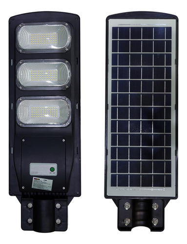 Lámpara Led Solar 90w Exterior Con Sensor Movimiento Megawat Carcasa Negro Luz Blanco Neutro 110v