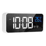 Reloj Despertador Recargable Con Espejo Led, Dos Juegos De V