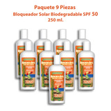 Mayoreo 9 Piezas Bloqueador Solar Biodegradable Spf 50 250ml