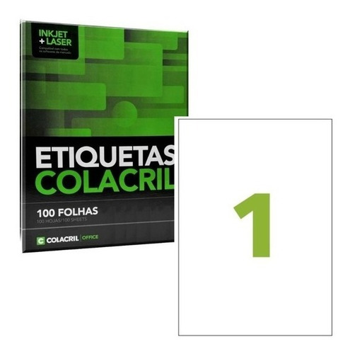 Etiqueta Impressora A4 210 X 297mm 100 Fls Ca4367 Colacril