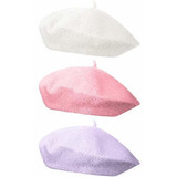 Boina Sombrero Para Mujer Blanco Rosado Morado 3 Pz Hestya