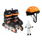 Kit Patins + Kit De Proteção + Capacete Escolha A Cor Vollo