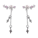 Aretes De Flor Cerezo Plata 925 Rosada Flores Mujer Joyería