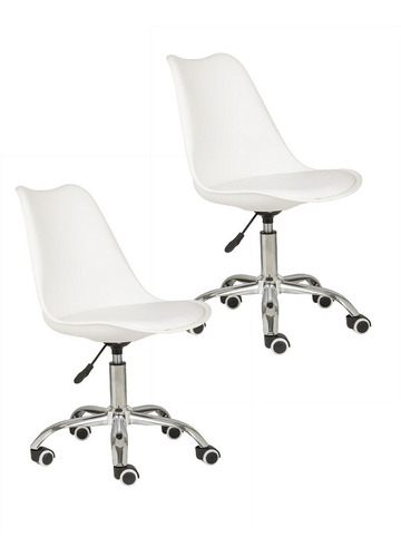 Set 2 Pieza Silla Estilo Eames De Oficina Color Blanco