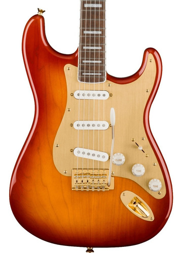 Guitarra Eléctrica Squier 0379410547 Strato Gold Edition Color Naranja Material Del Diapasón Maple Orientación De La Mano Diestro