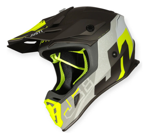 Casco Just1 J38 Korner Motocross Enduro Titanio\u002Fnegro\u002Ffluo | Envío gratis