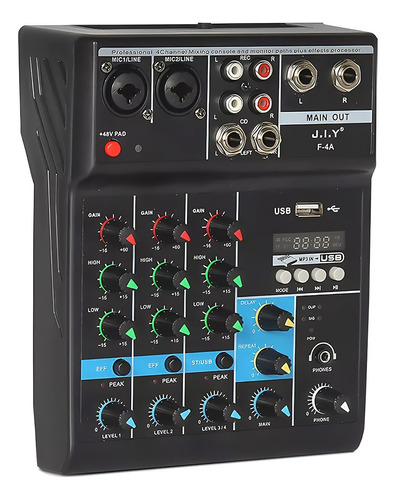 4canales Mezcladora De Audio Usb Bluetooth Computadora Mixer