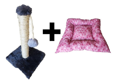 Arranhador Para Gatos + Caminha Pet Impermeável Com Pompom