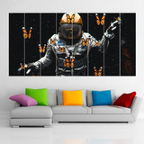 Cuadro Poliptico Astronauta Mariposas Xxl Art 192x100cm